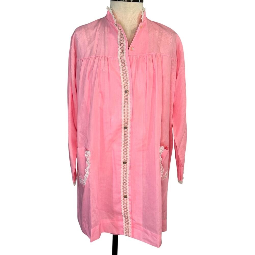 Vintage Katz Mini gown 70s HouseCoat Set Pink Size Sm/Med